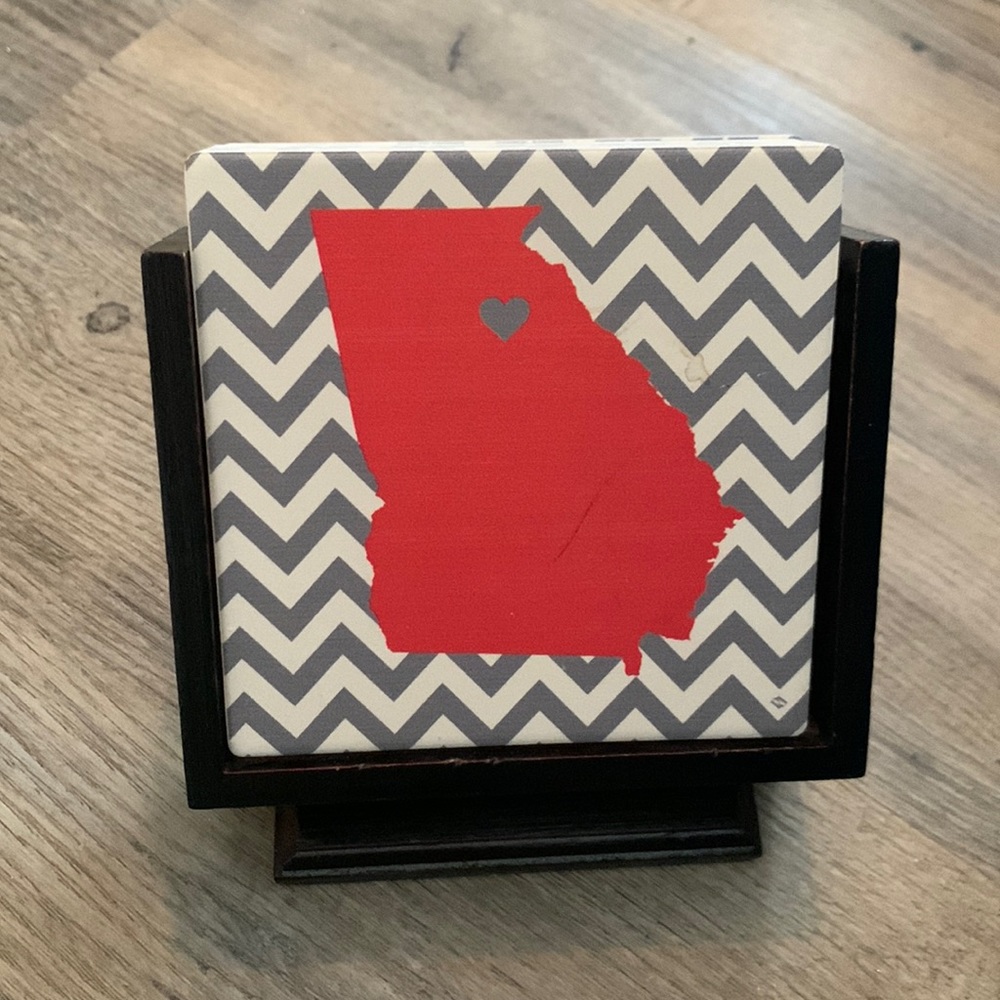 University of Georgia coasters with holder